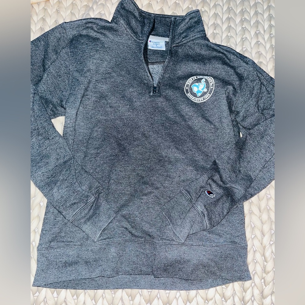 Champion Tufts University Charcoal Gray Quarter-Zip Pullover sweatshirt - Picture 5 of 7
